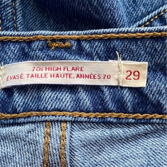 Levis 70'S High Rise Flare Jeans Woman 29x32 Medium Wash Western Festival Casual - Picture 12 of 16